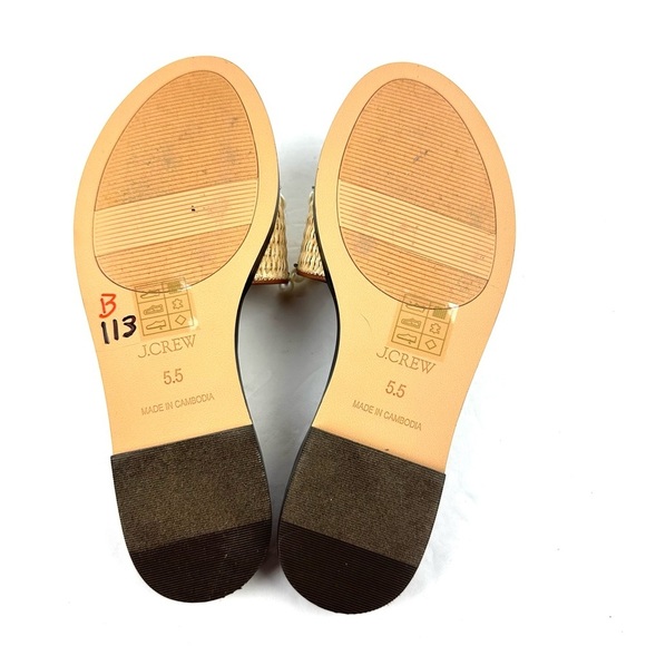 J Crew Georgina Sandals Faux Raffia Woven Pearl Charms BX906 Brand New - Picture 6 of 8